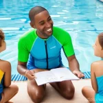 Home 15 수영강사 수업 만족도 조사 방법 - **Prompt 1: "The Swimmer's Voice: Kid-Friendly Feedback"**
A bright, clean indoor swimming pool ...