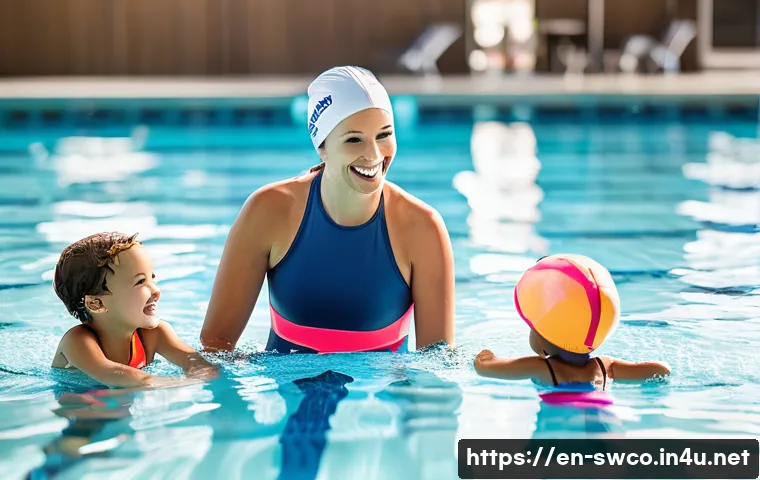 수영강사 개인 브랜드 구축법 - **Prompt 1: Nurturing Young Swimmers with a Unique Philosophy**
    "A wide-angle, vibrant, and hear...